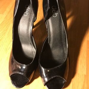 Black open toe heels